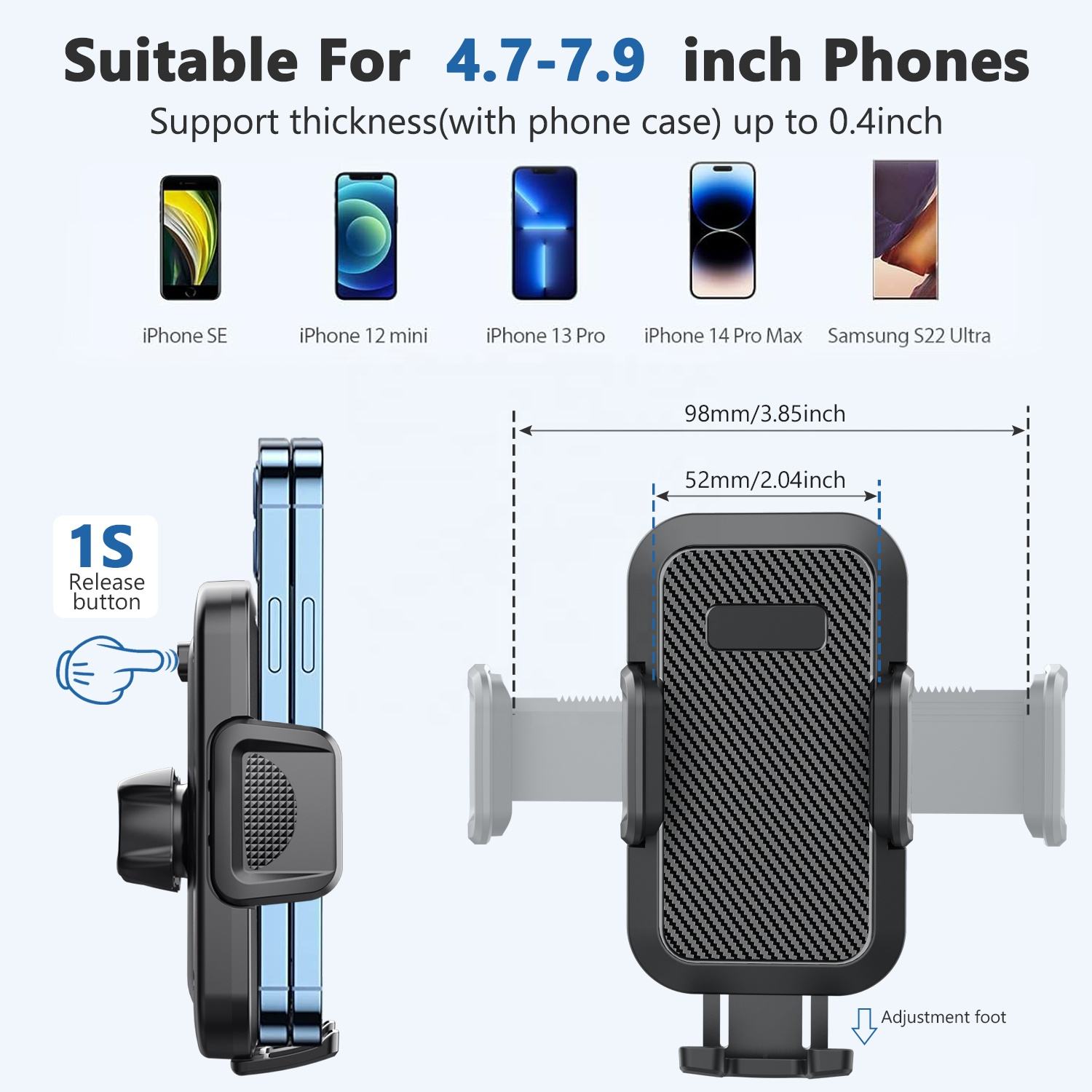 BHKA SDI ML243 Universal Car Phone Holder - 360° Retractable Magnetic Mount